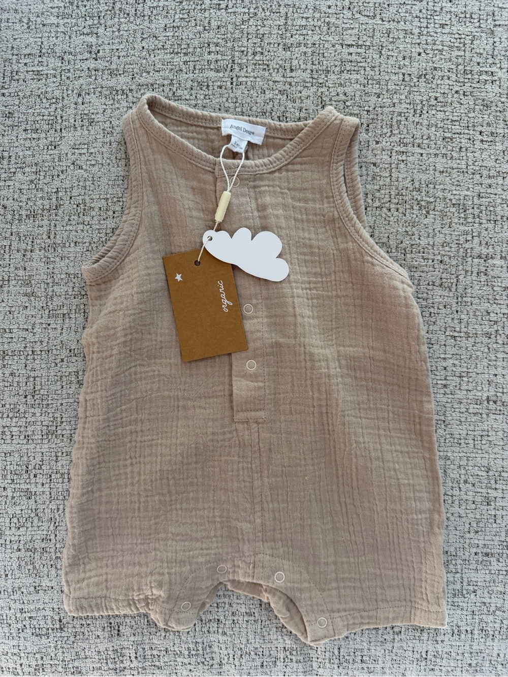 Angel Dear Beige Muslin Baby One-Piece Romper